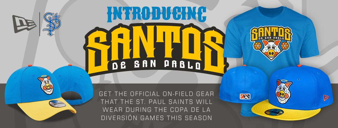 Get the official on-field gear that the St. Paul Saints will wear during the Copa de la Diversión games this season.